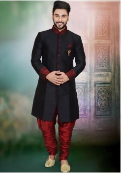 BLACK INDO WESTERN SHERWANI